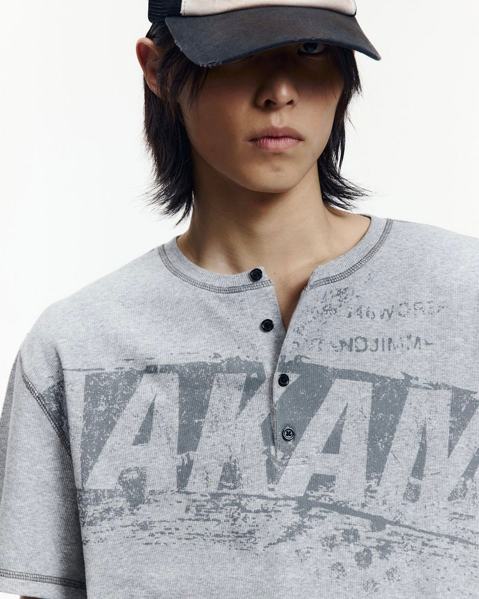 【AAKAM】Tread Henry Neck Half Top