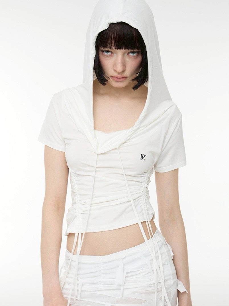 【ROCK CAKE】Shirring Hoodie Top