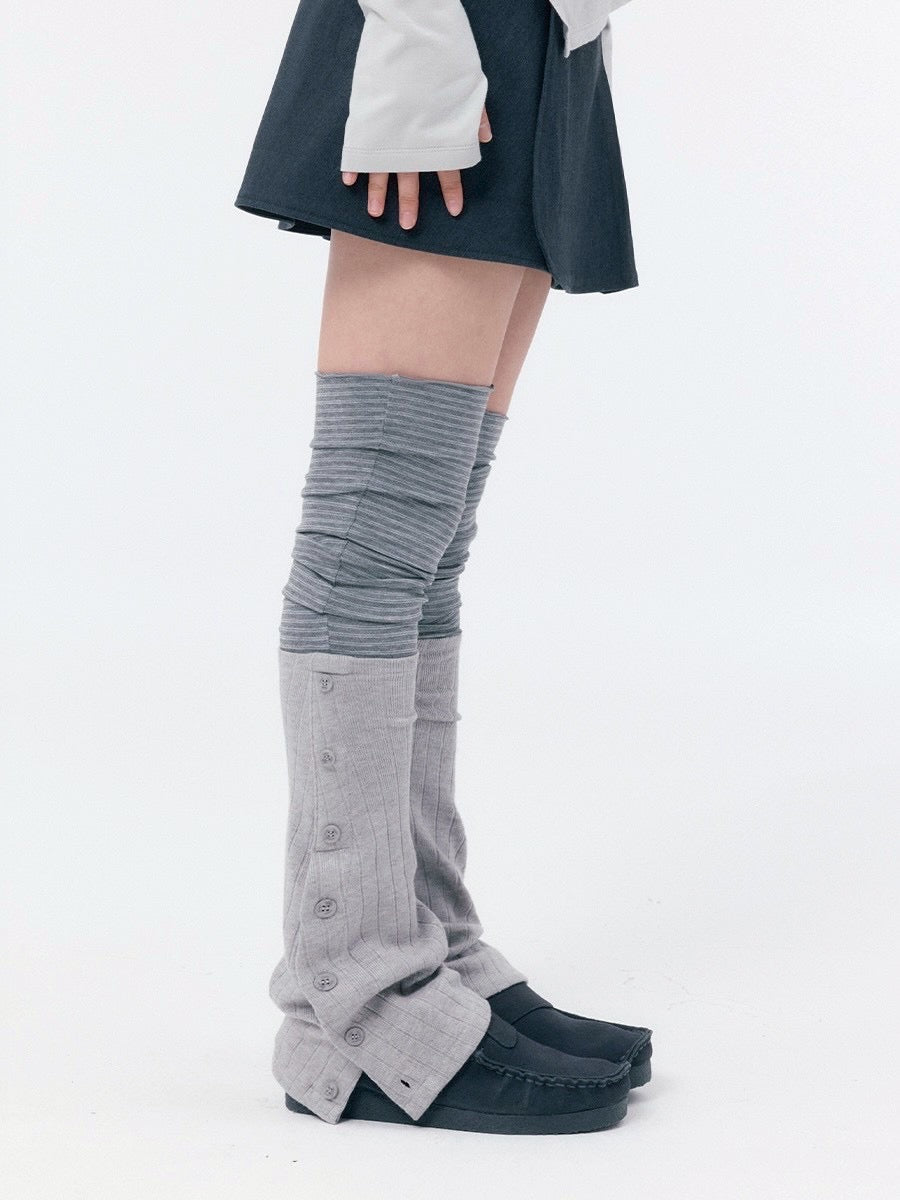 【Miseki seoul】 Striped layered button leg warmer