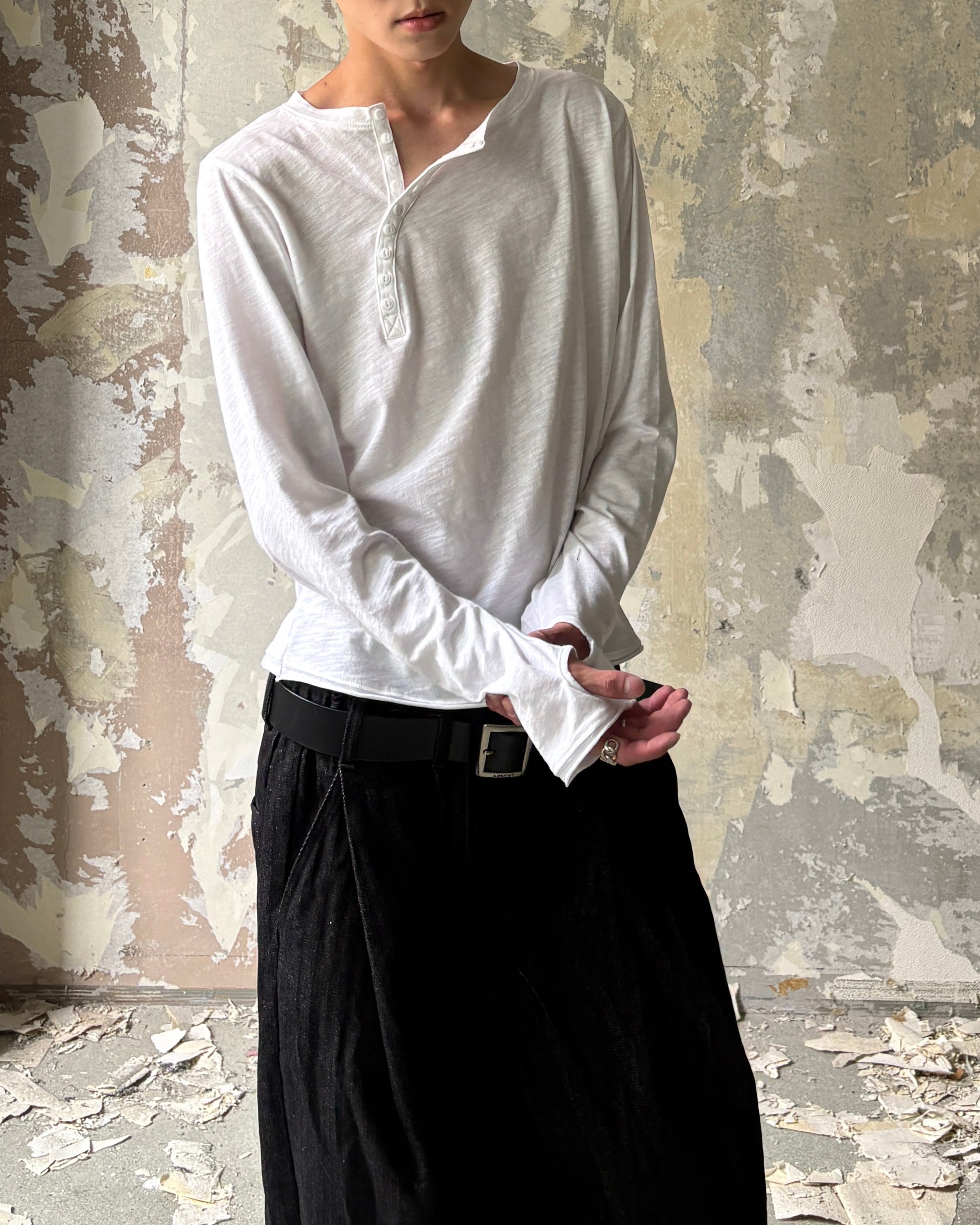 【Lee fi Ne】Offset Henley LS Tee
