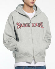 【NOMANUAL】GOTHIC CHECK PATCH HOODED ZIP-UP