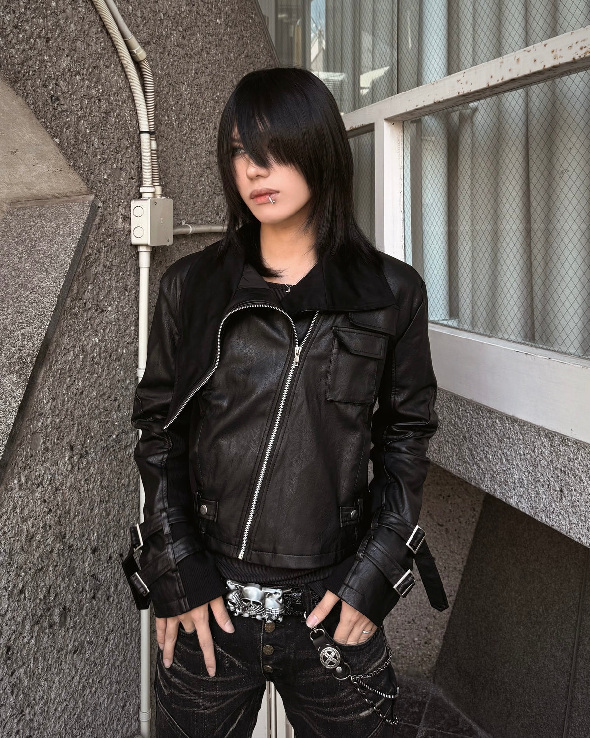 受注制【Never mind the XU】Utility Leather Rider Jacket