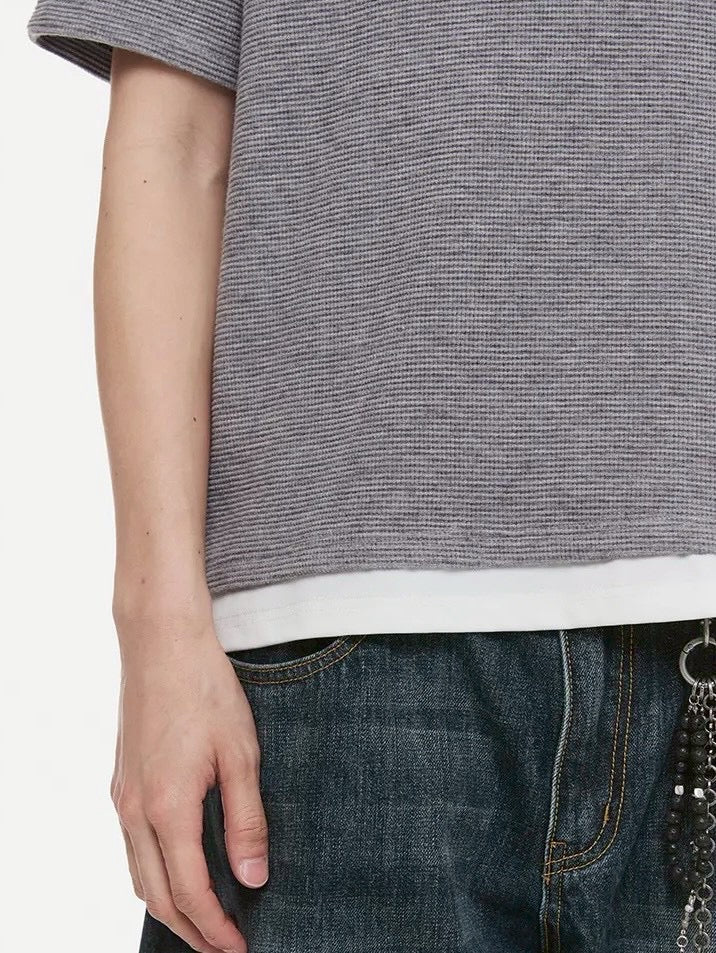 【DNSR】Layered Henley Waffle T-Shirt