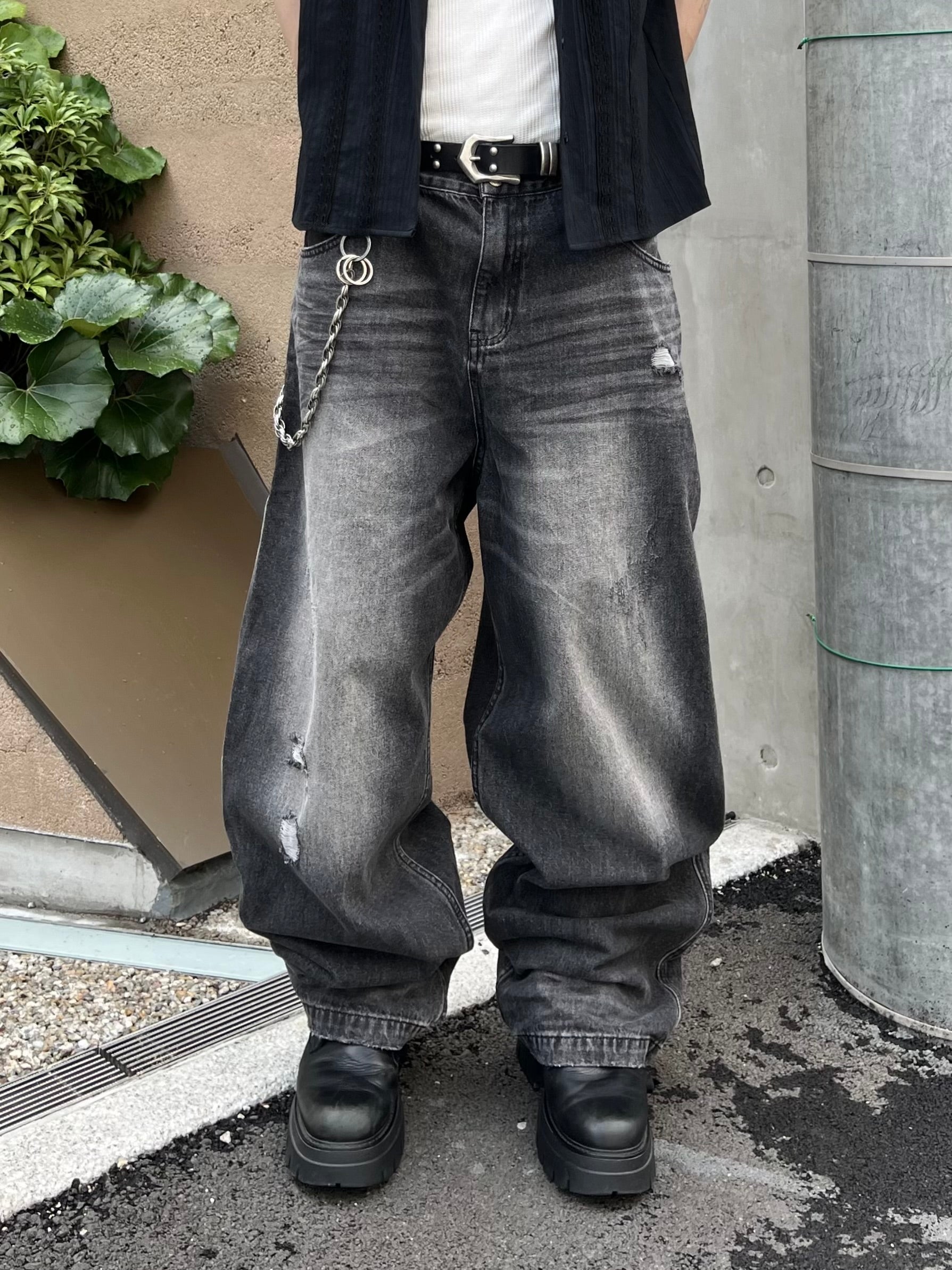 大阪店WEB限定受注制【Chikashitsu +】double back pocket denim pants (2color)