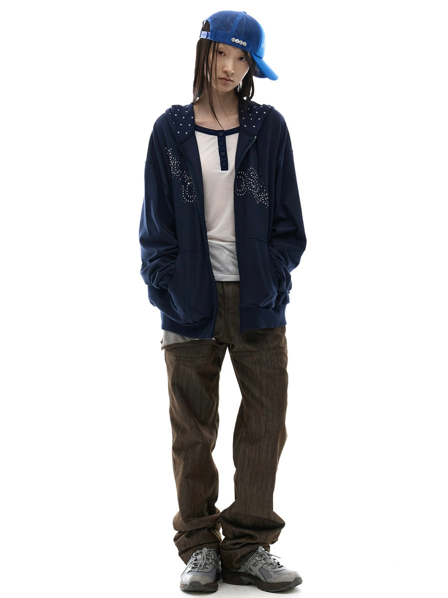【OJOS】Hotfix Logo Hoodie Zip-up