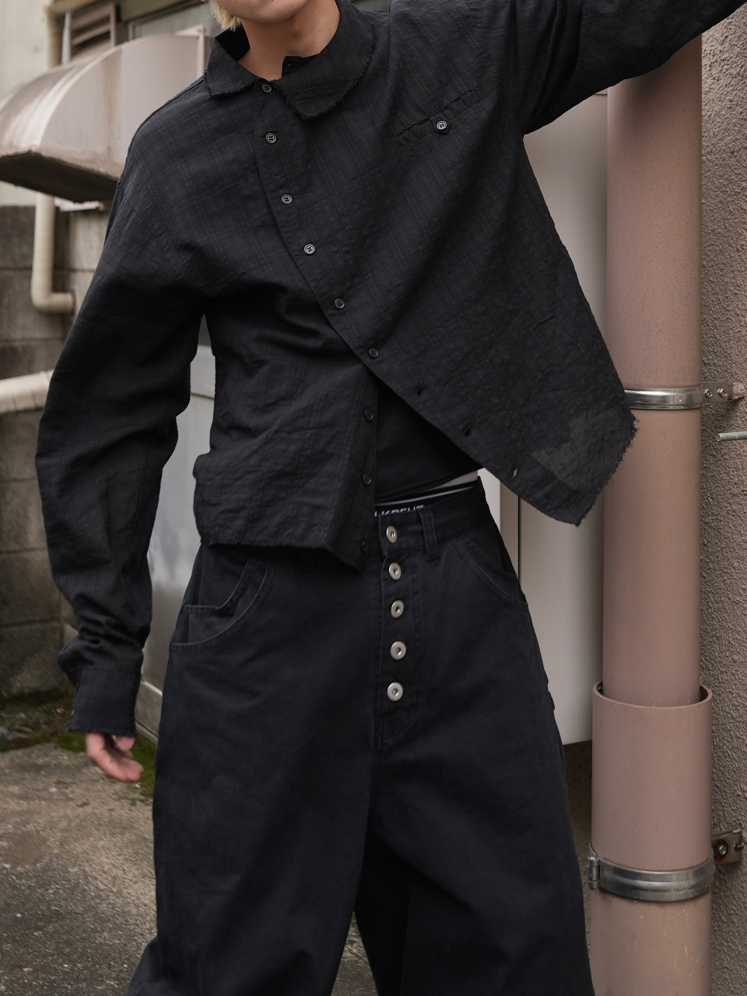 【Lee fi Ne】Offset Sheer Check Shirt
