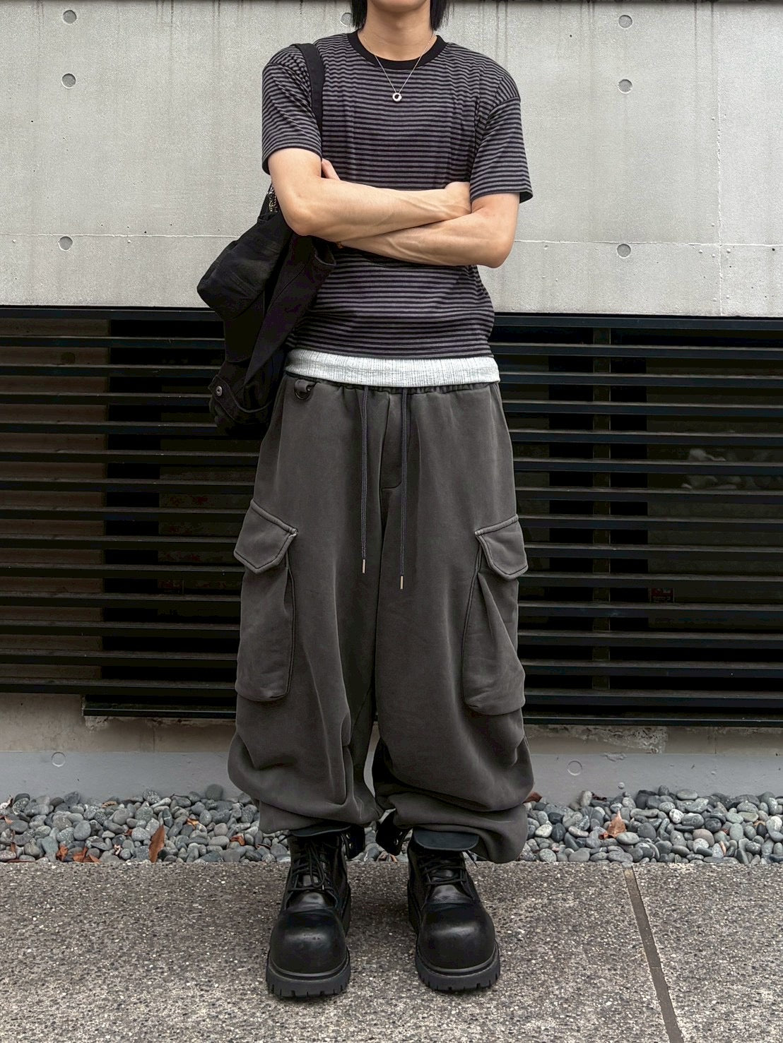 7/4 20:00発売 受注制【nmtc +】Stripe Contrast Semi Crop Tee (2color)