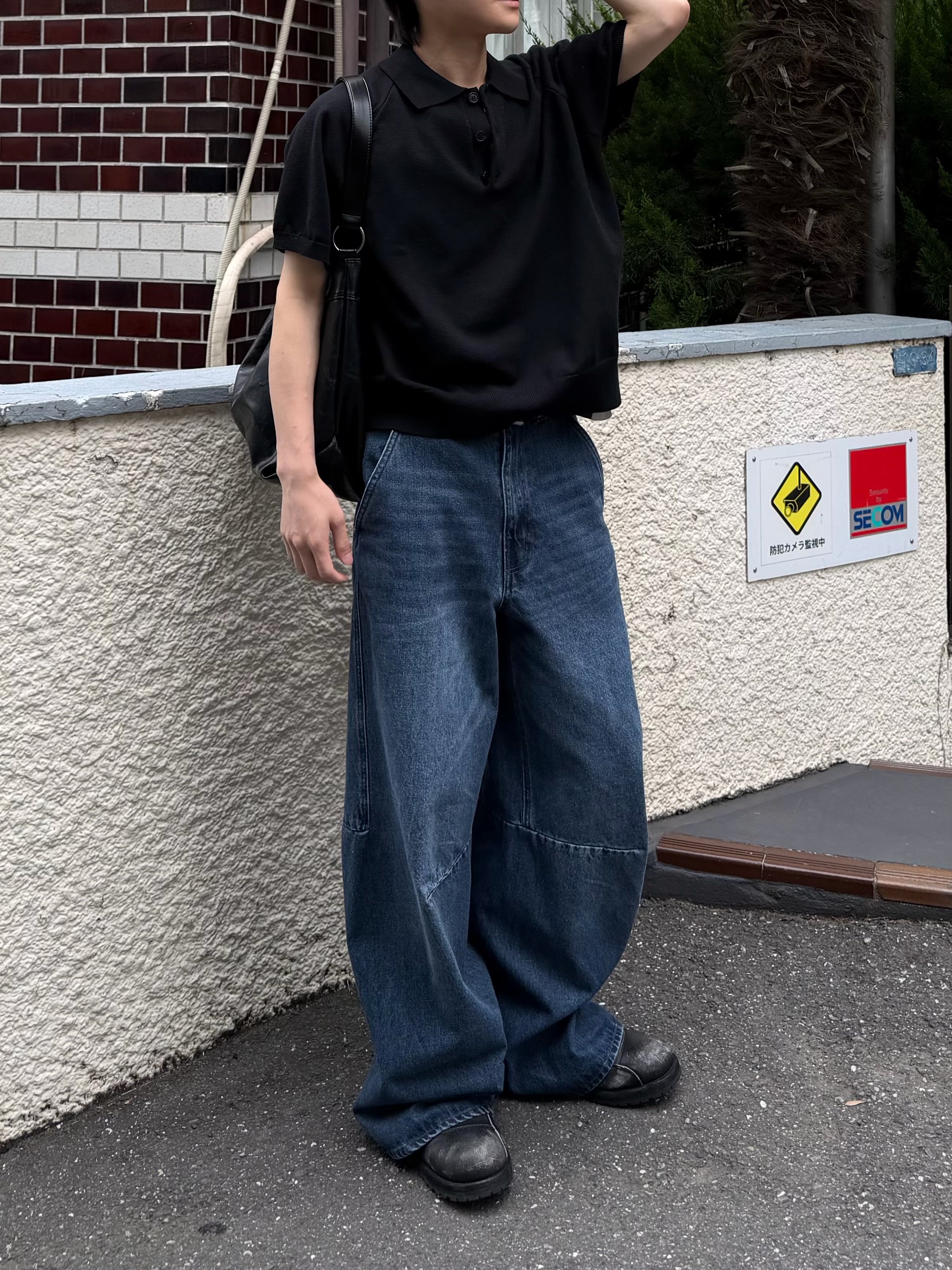 東京店WEB限定受注制【Chikashitsu +】cropped knit poloshirt (3color)
