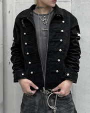 国際配送【Never mind the XU】cross emblem cropped leather jacket
