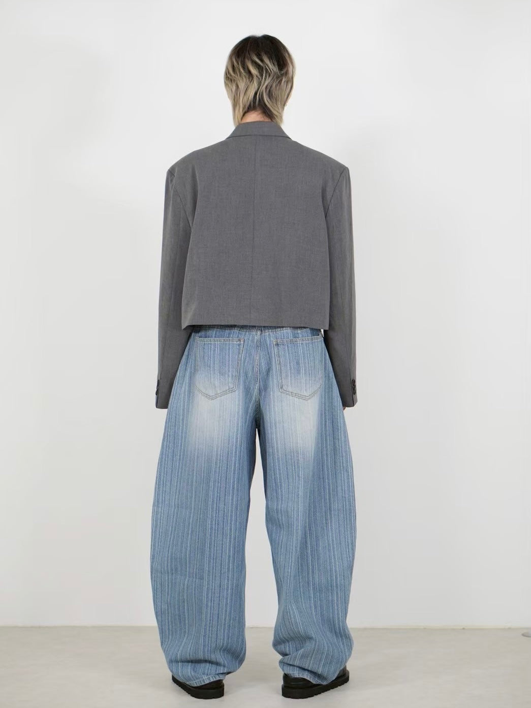 受注制【Chikashitsu +】cropped double jacket (2color)