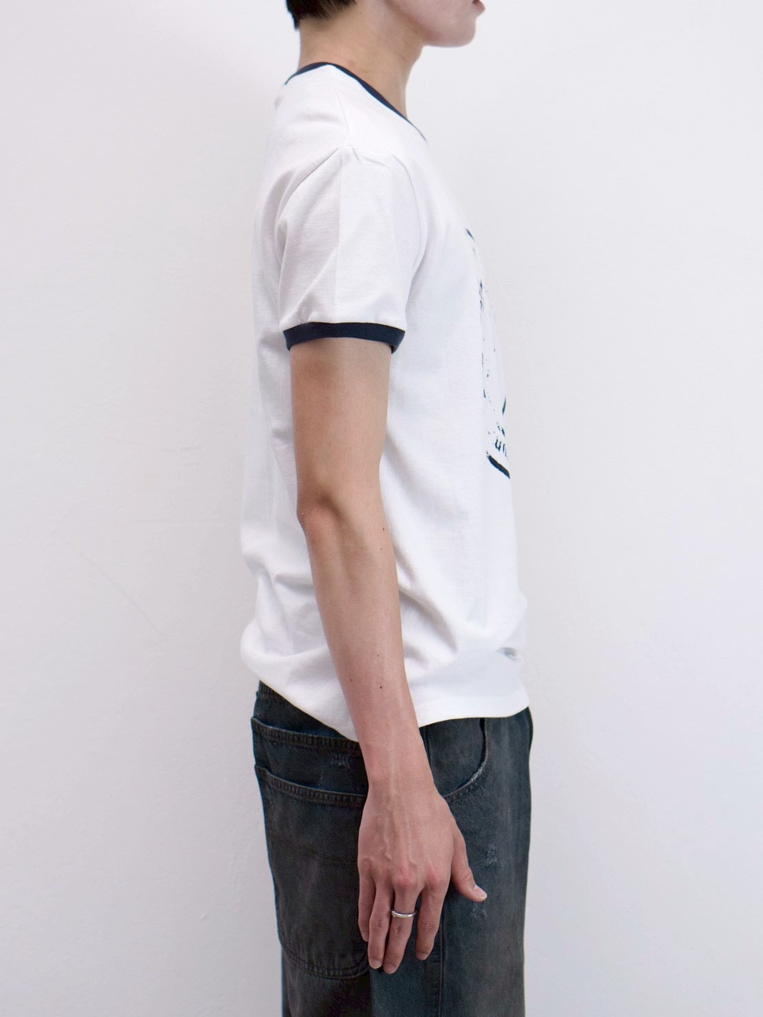 受注制【Chikashitsu +】stamp printing ringer tee (3color)