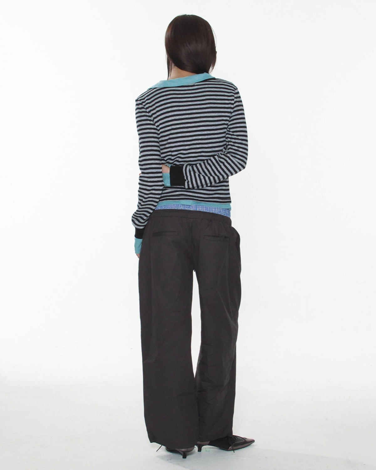 【CRANK】COZY STRIPE V-NECK TOP