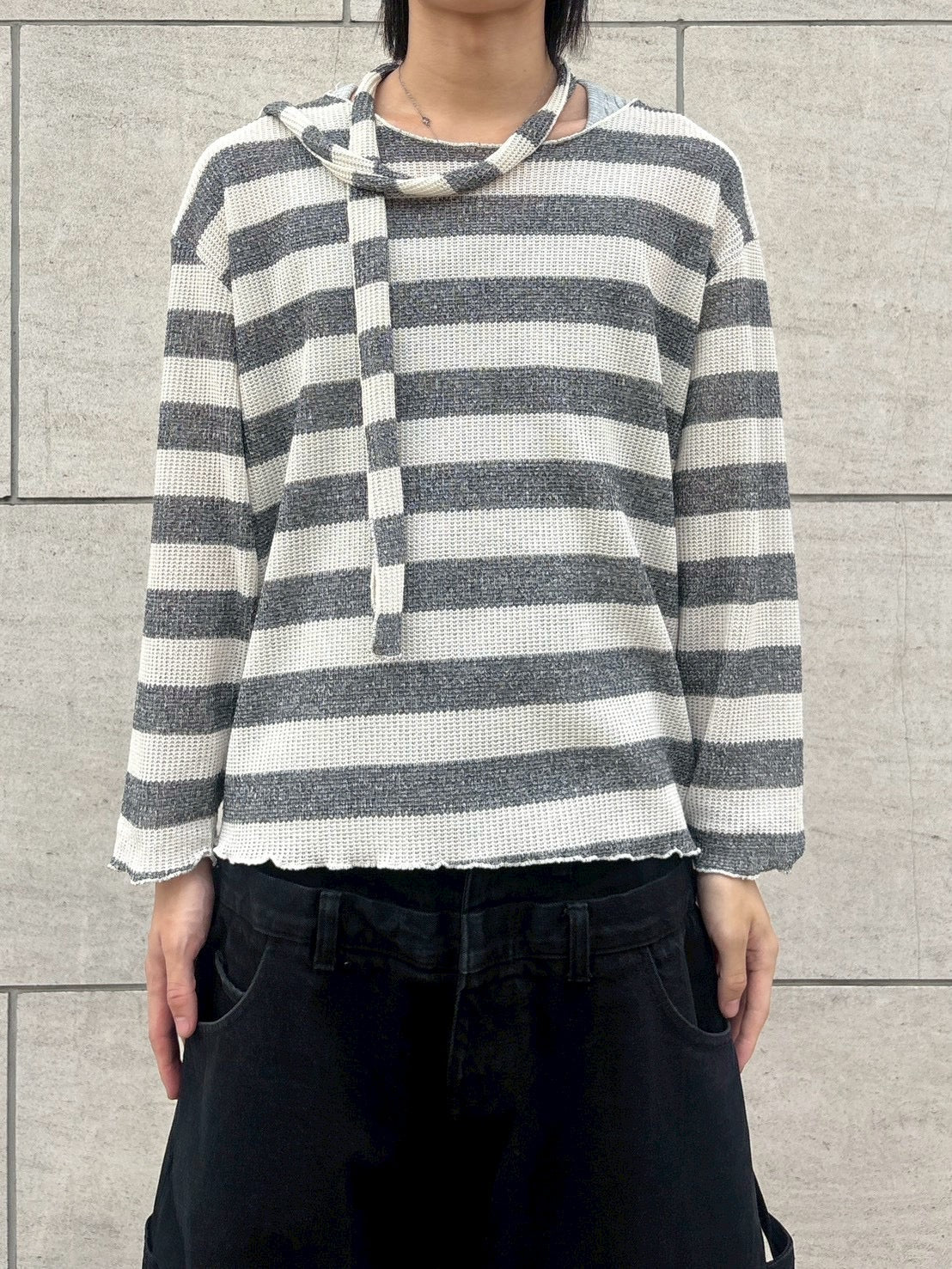 【nmtc+】tie set sheer border long sleeve (2color)