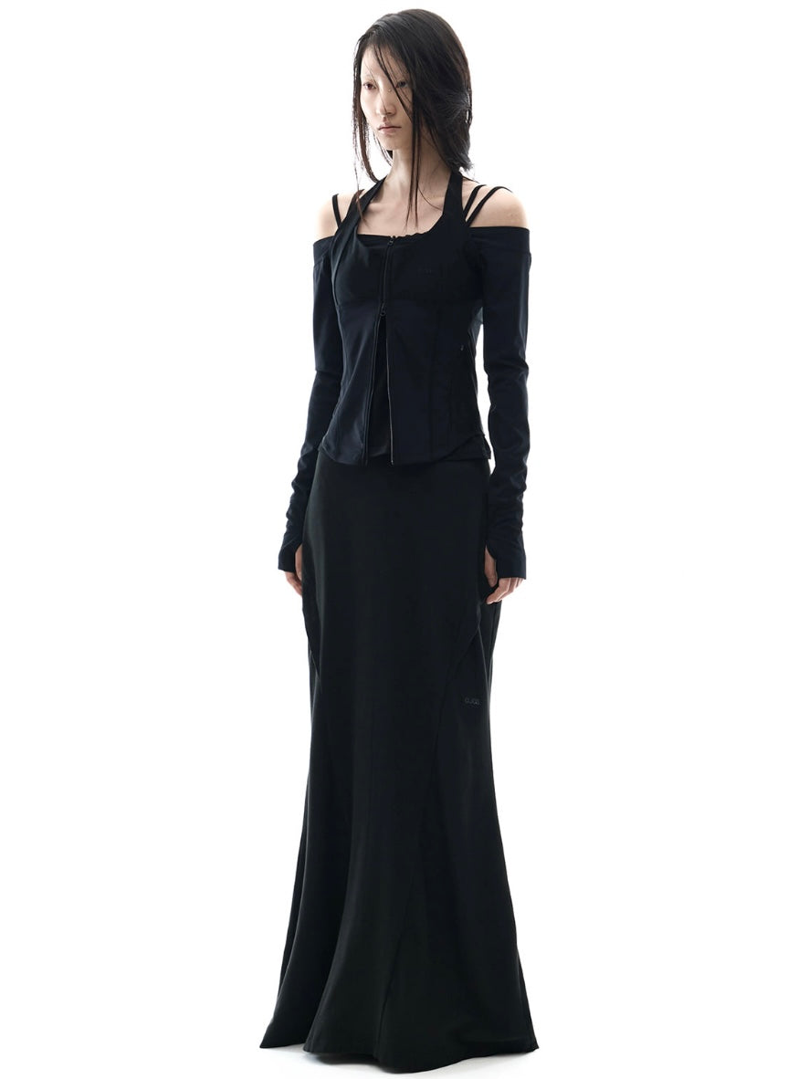 【OJOS】Side Panel Mermaid Maxi Skirt