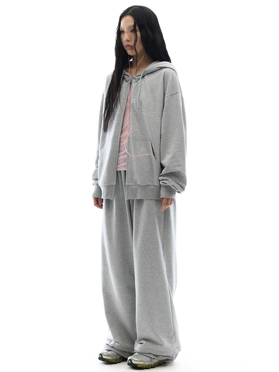 【OJOS】Hotfix Logo Wide Sweatpants