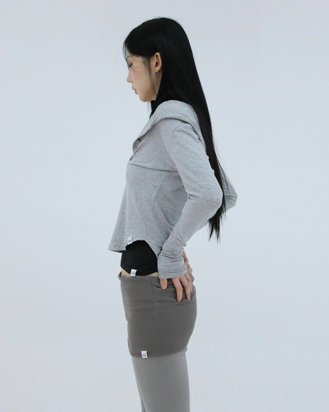 【Uglyshadow】SLIM LONG BUTTON HOODIE TOP