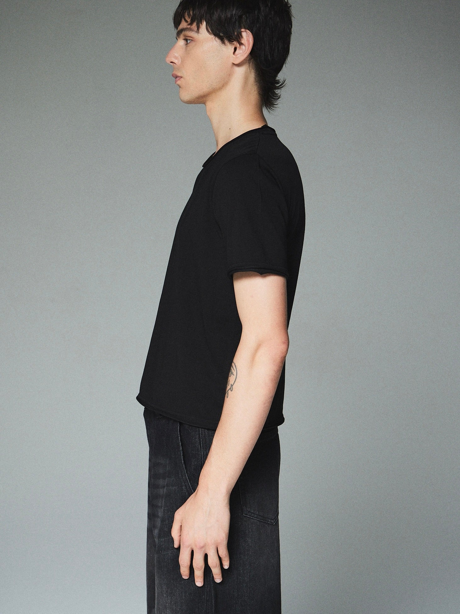 【CS】cut off pack tee (white/black）