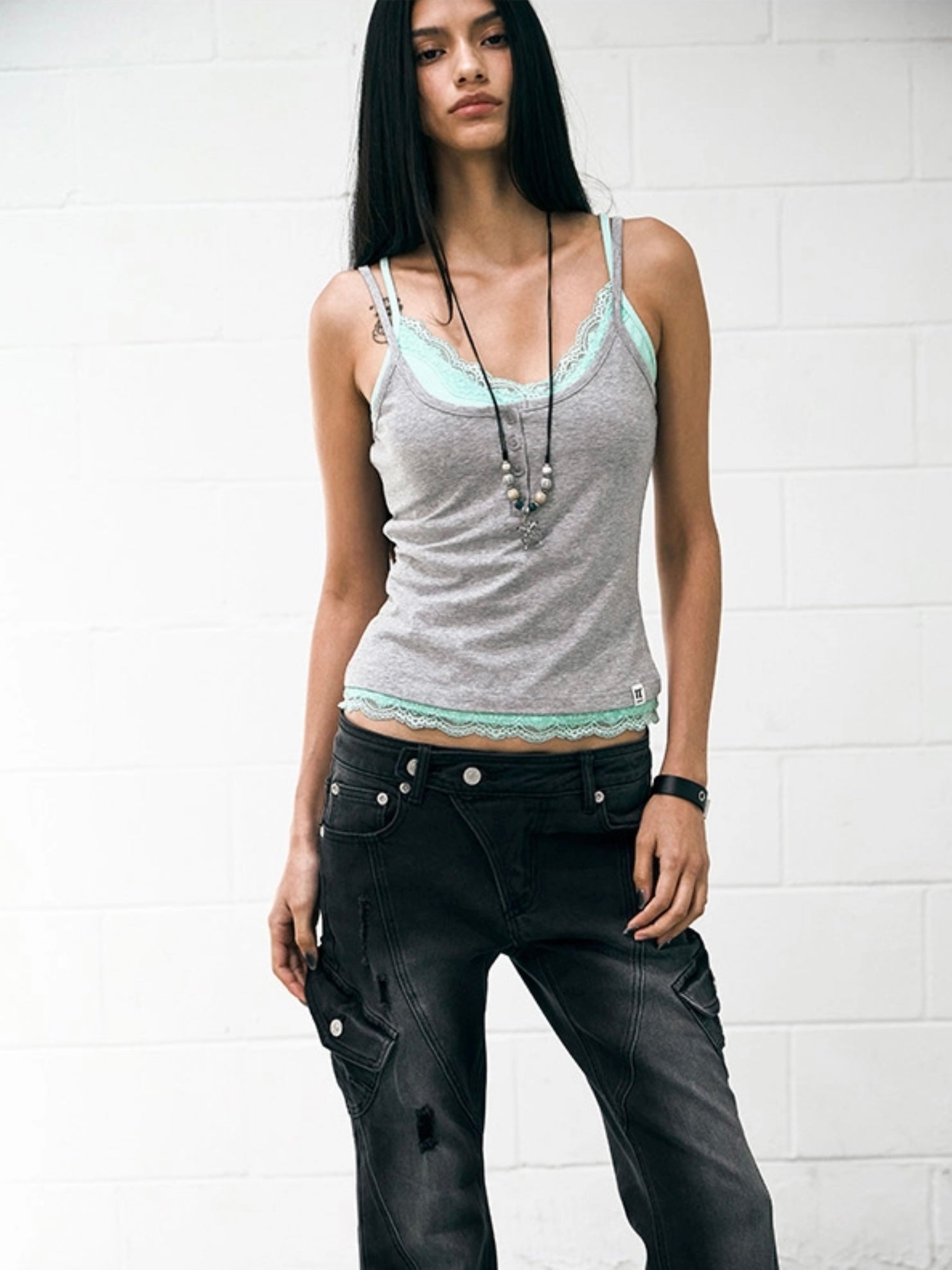 6/6 20:00発売【NOT KNOWING】Lace Layered Cami Set