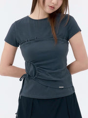 【Miseki seoul】String shirring short sleeve