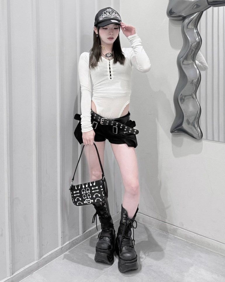 受注制【nmtc+】Slim fit button top (2color)