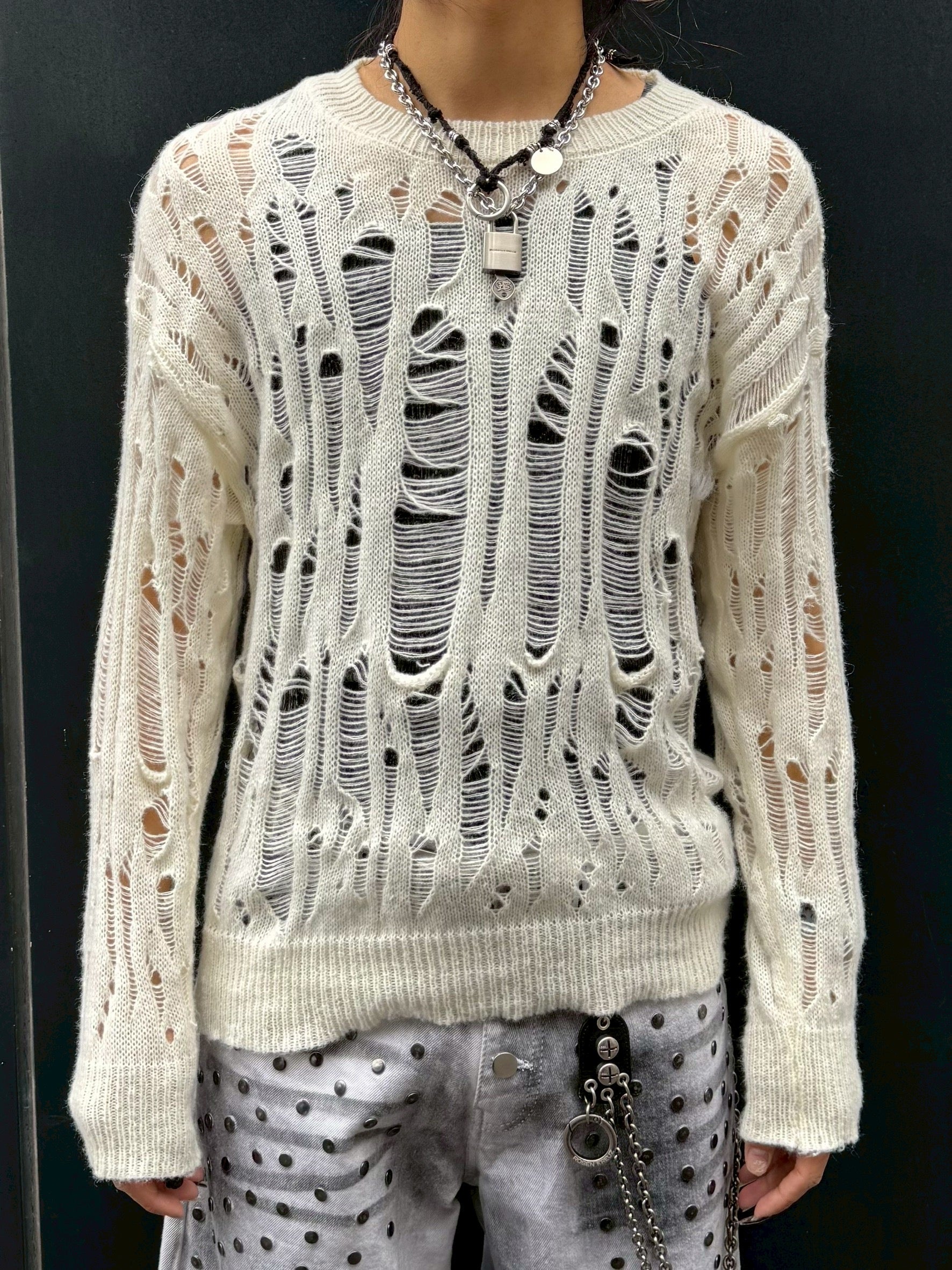国際配送【Never mind the XU】damage loose knit