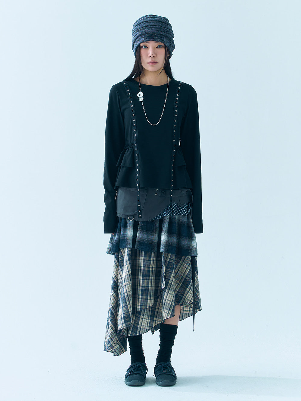 6/8 21:00発売【TUOMIO】MIXED TIERED SKIRT