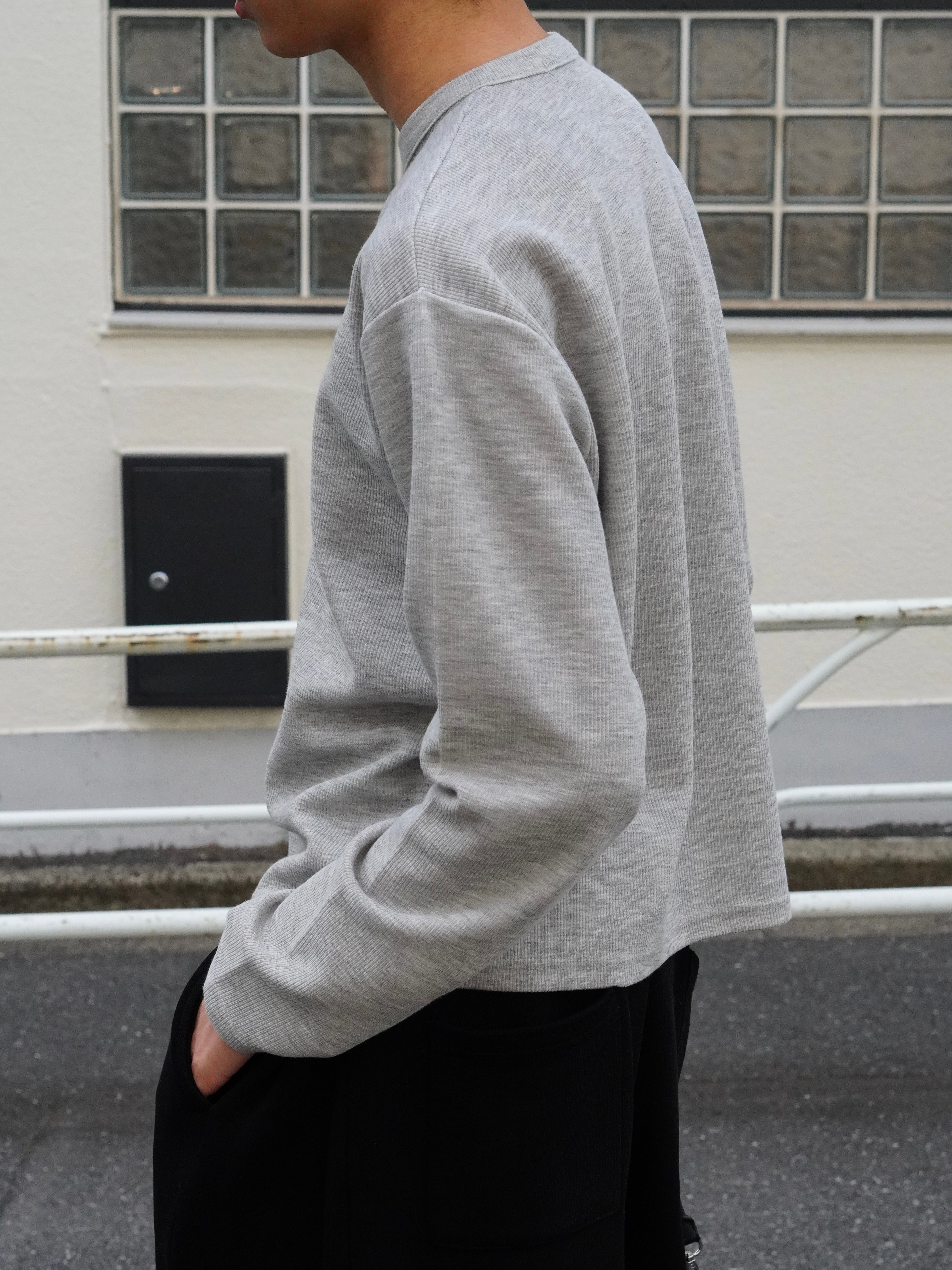 東京店WEB限定受注制【Chikashitsu +】cropped rib knit tee (2color)