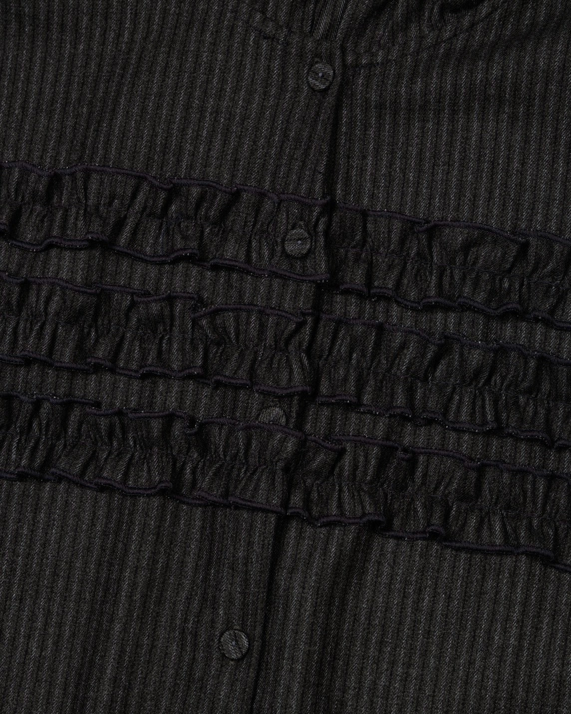 【Uglyshadow】STRIPE RUFFLE HOODED SHIRT