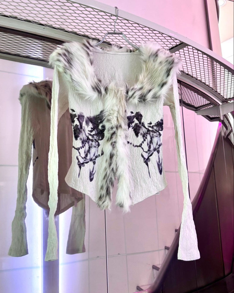 国際配送【BABY09】retro fur cardigan