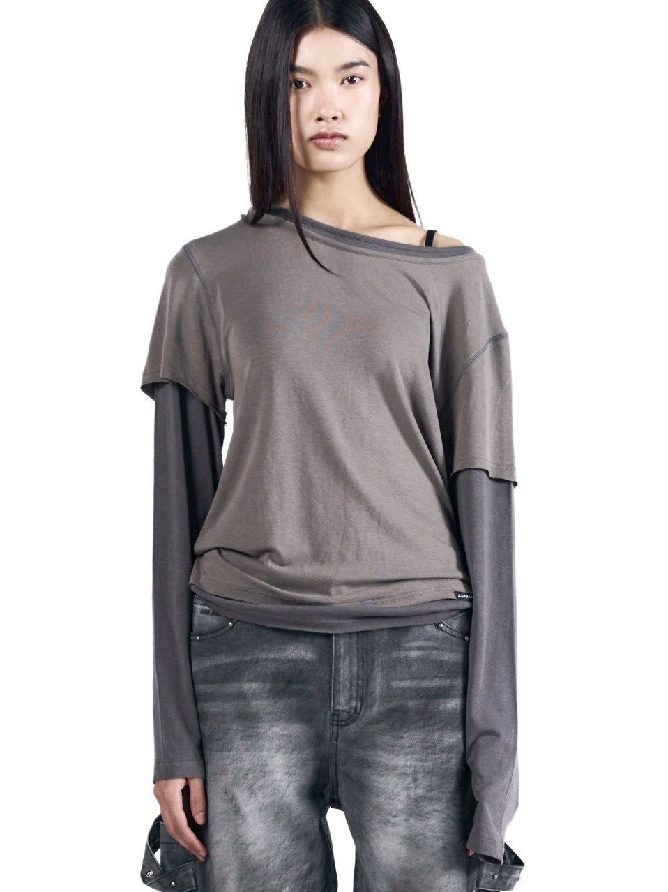 【AAKAM】Contrast Layered Long Sleeve