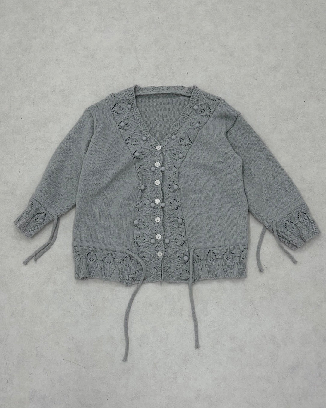 9/18 20:00 発売 国際配送【Nerd out XU】Cozy Vintage Gray Bubble Knit cardigan