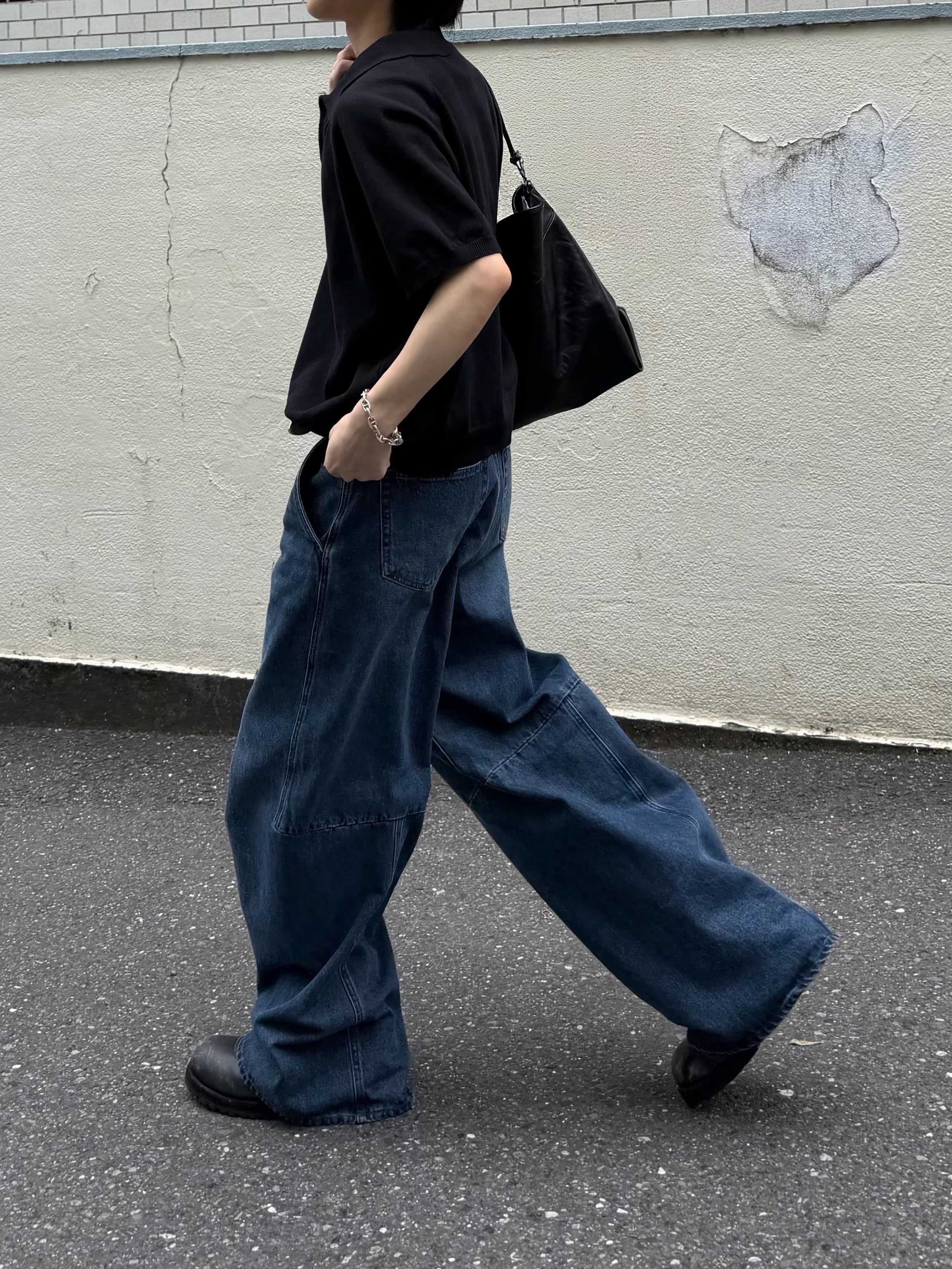 東京店WEB限定受注制【Chikashitsu +】cropped knit poloshirt (3color)