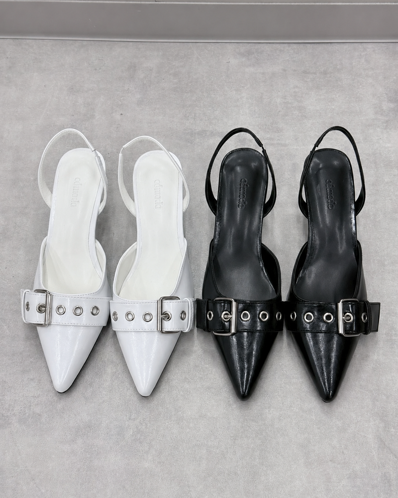 受注制【nmtc+】Buckle Strap Stiletto Slingback Heels (2color)