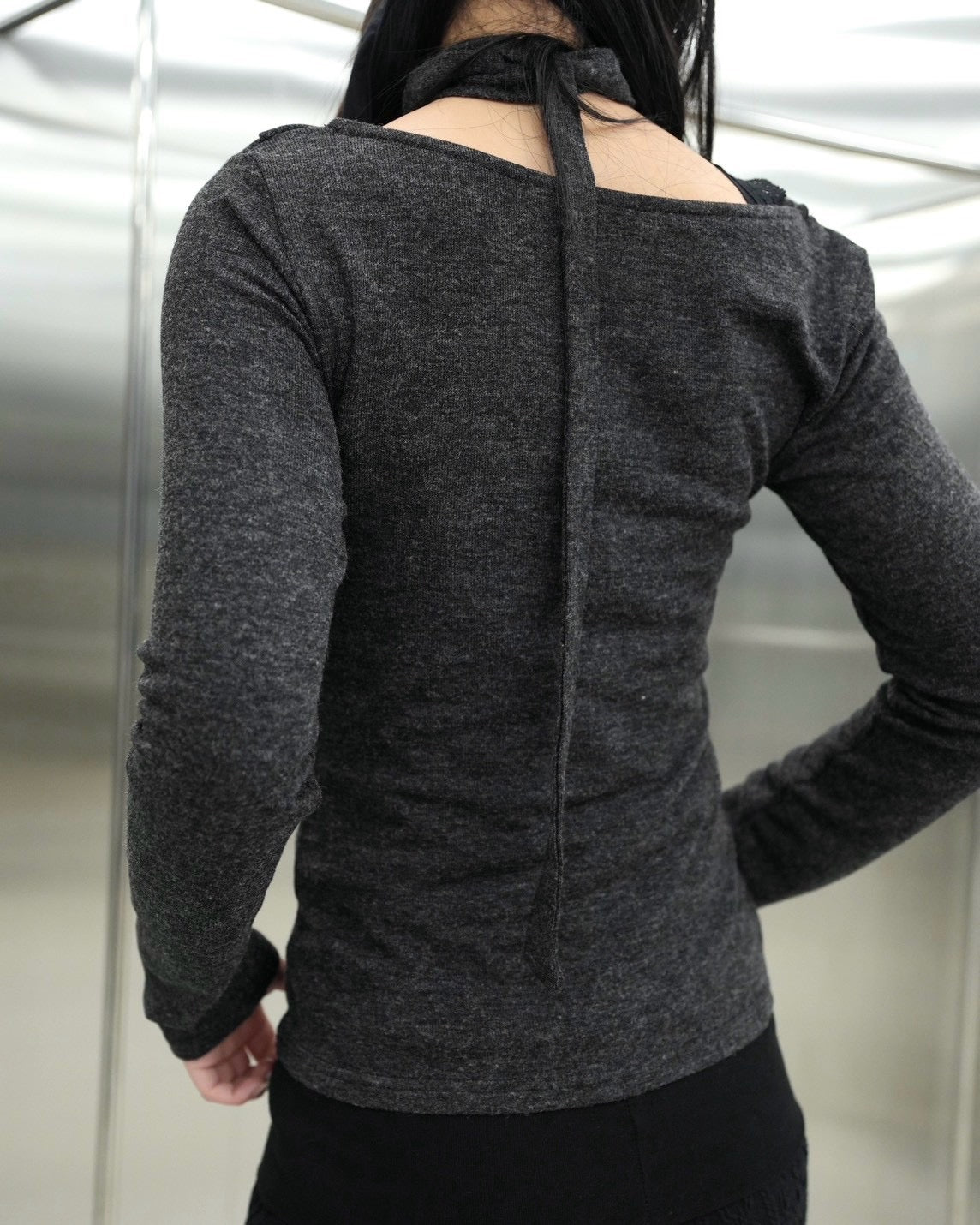 受注制【Never mind the XU】Draped ruched tie set top (4color)