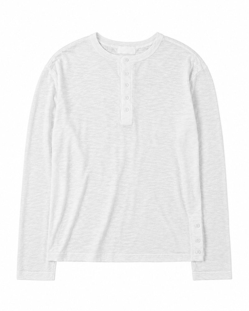 受注制【Chikashitsu +】sheer cotton henley neck long sleeve (4color)
