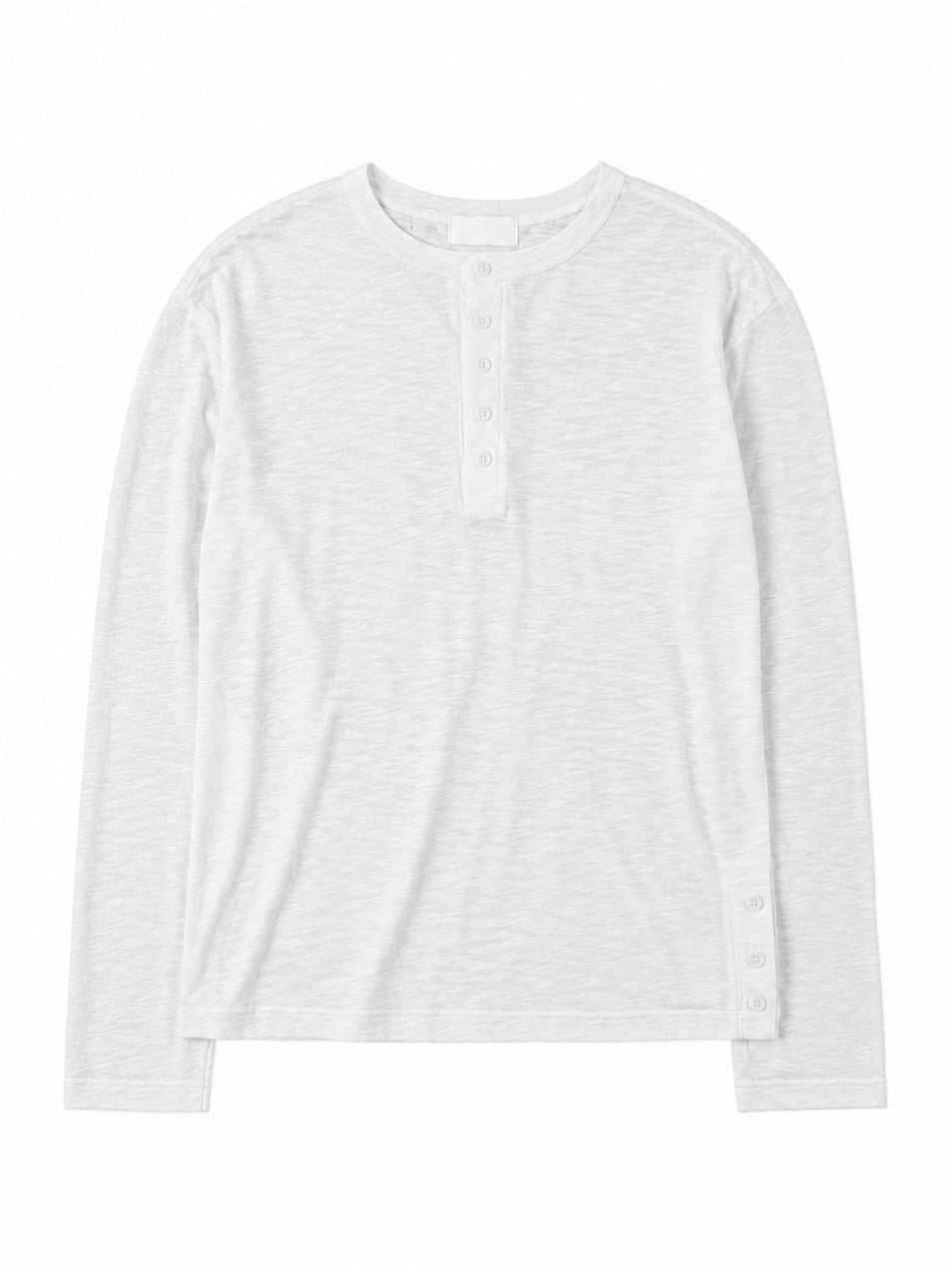 受注制【Chikashitsu +】sheer cotton henley neck long sleeve (4color)