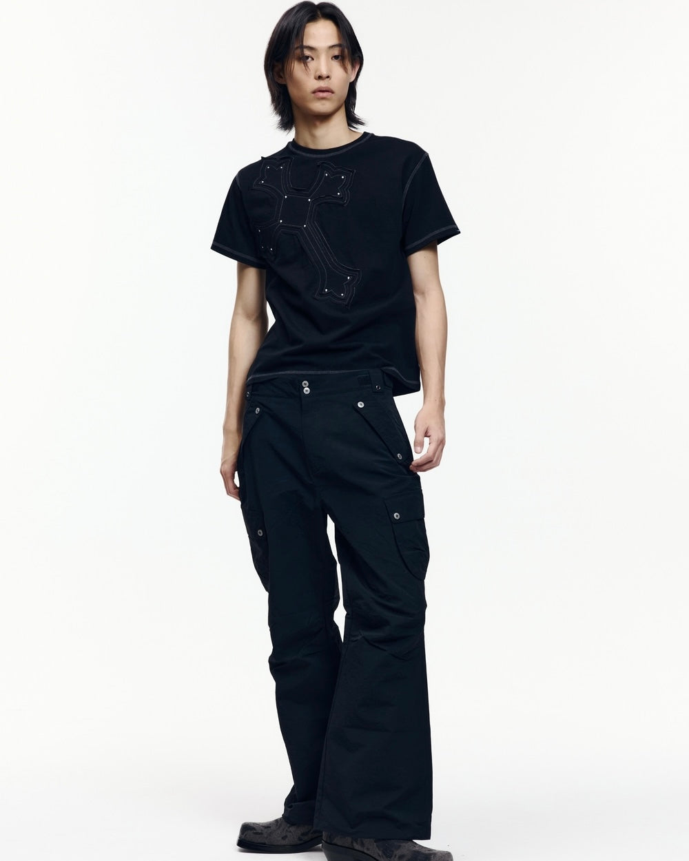 【AAKAM】Big Patch CROS2 Half Top