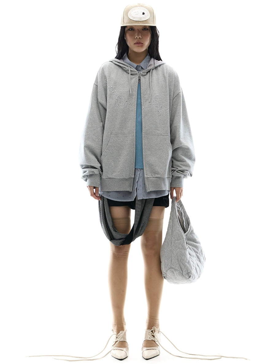 【OJOS】Hotfix Logo Hoodie Zip-up