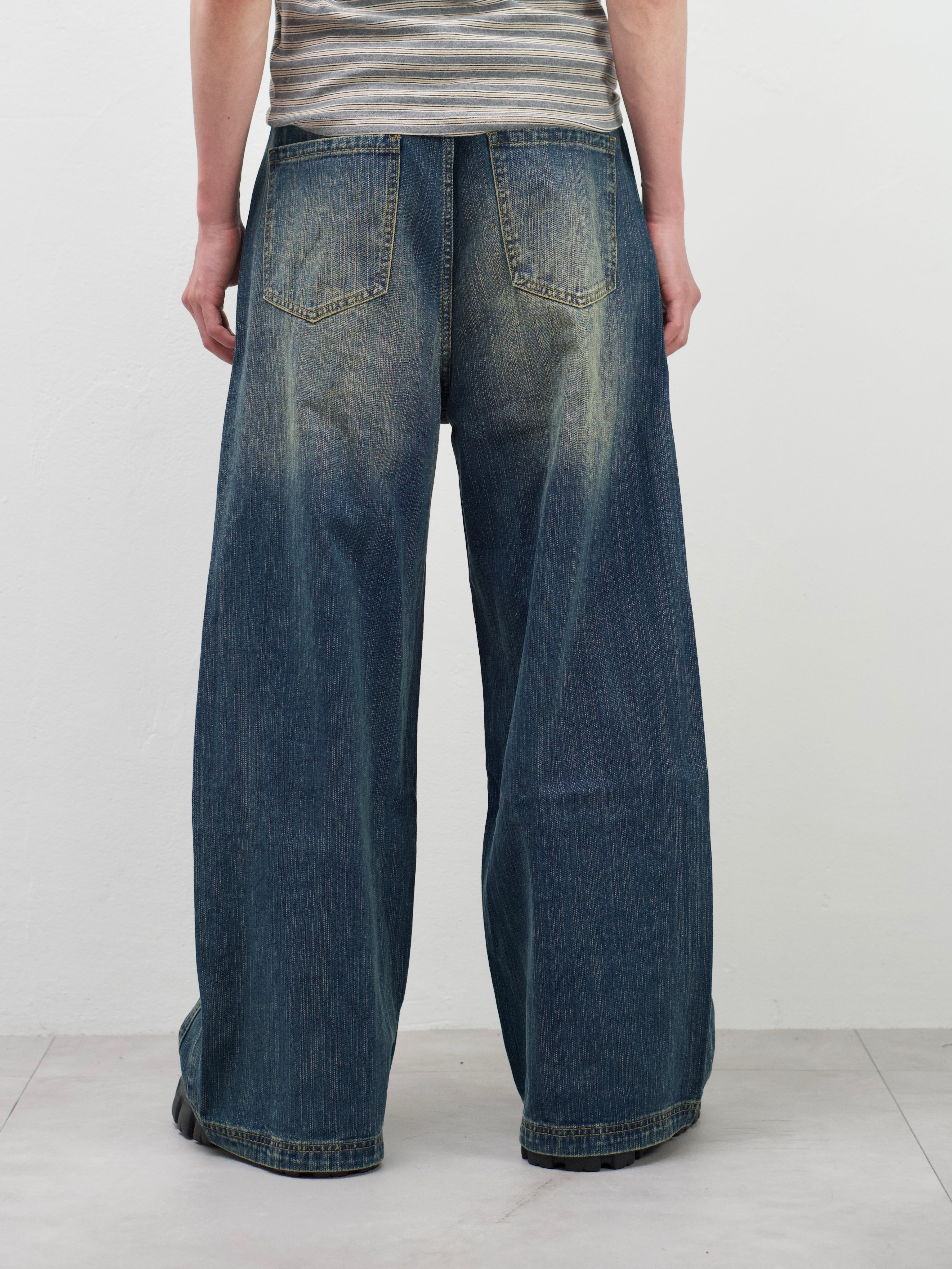 受注制【Chikashitsu +】double slub wide denim pants