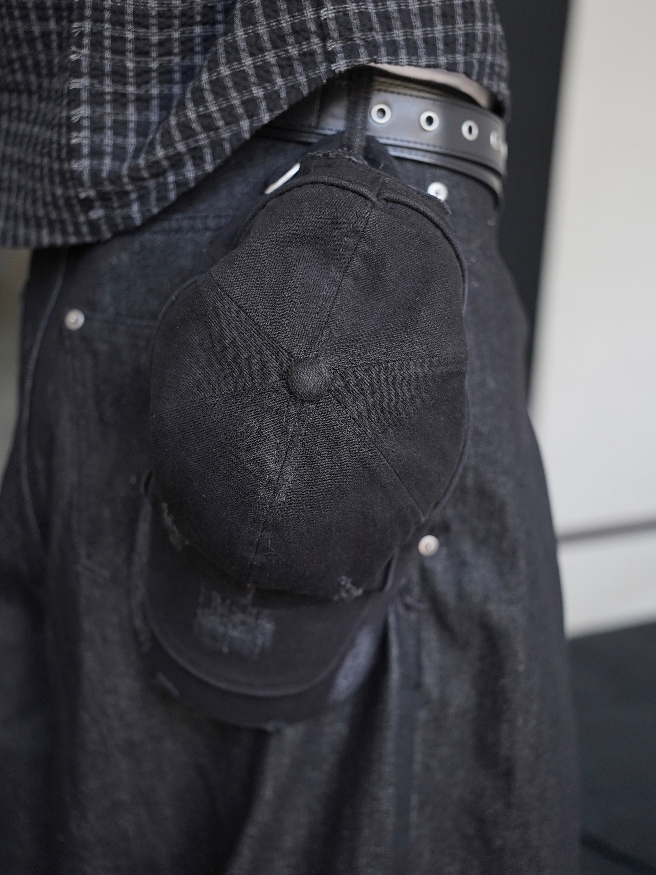 5/23 20:00発売【CHIKASHITSU PLUS HIGH】Arch washed denim cap (wash black)