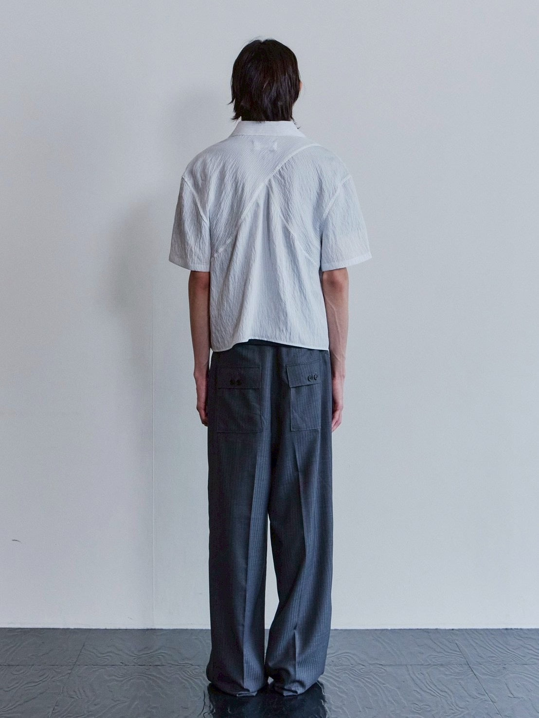 【Waviness】Sheer Origami Crop Half Shirts