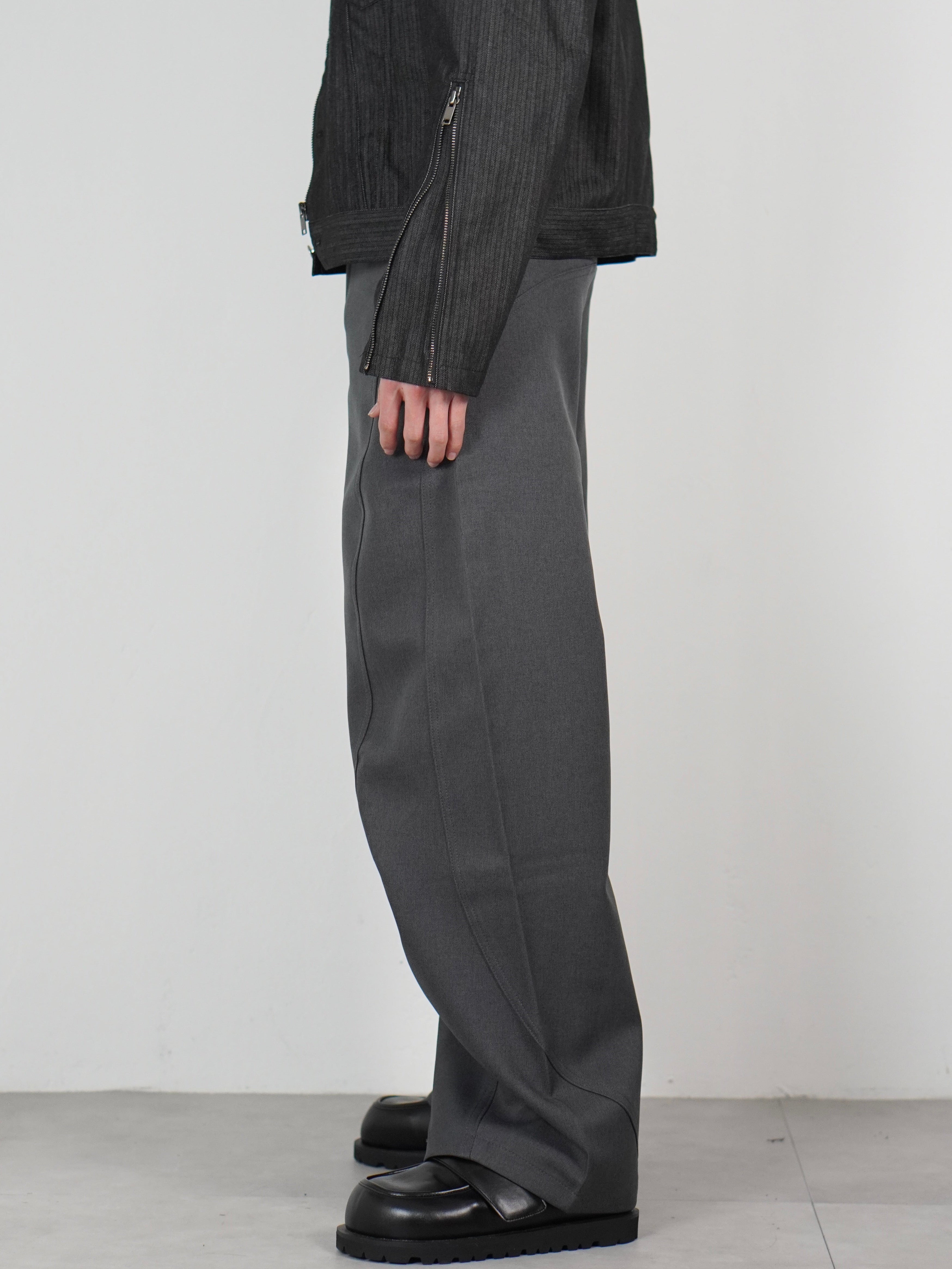 受注制【Chikashitsu +】Curve line wide pants (3color)