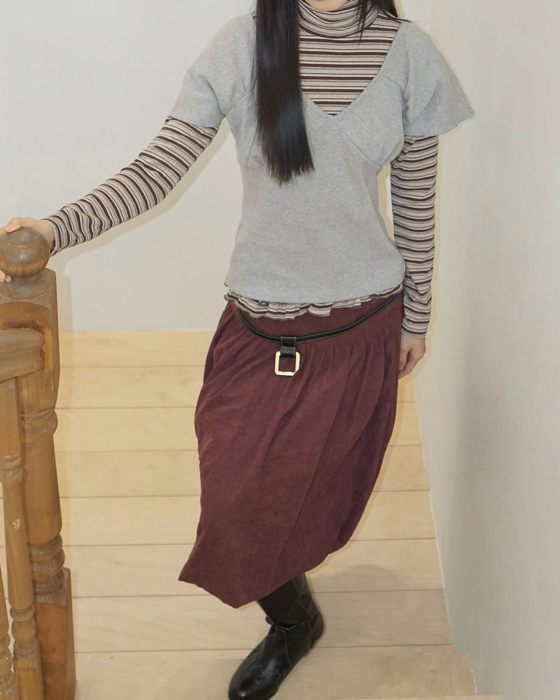 【Uglyshadow】WRAP SHIRRING TOP