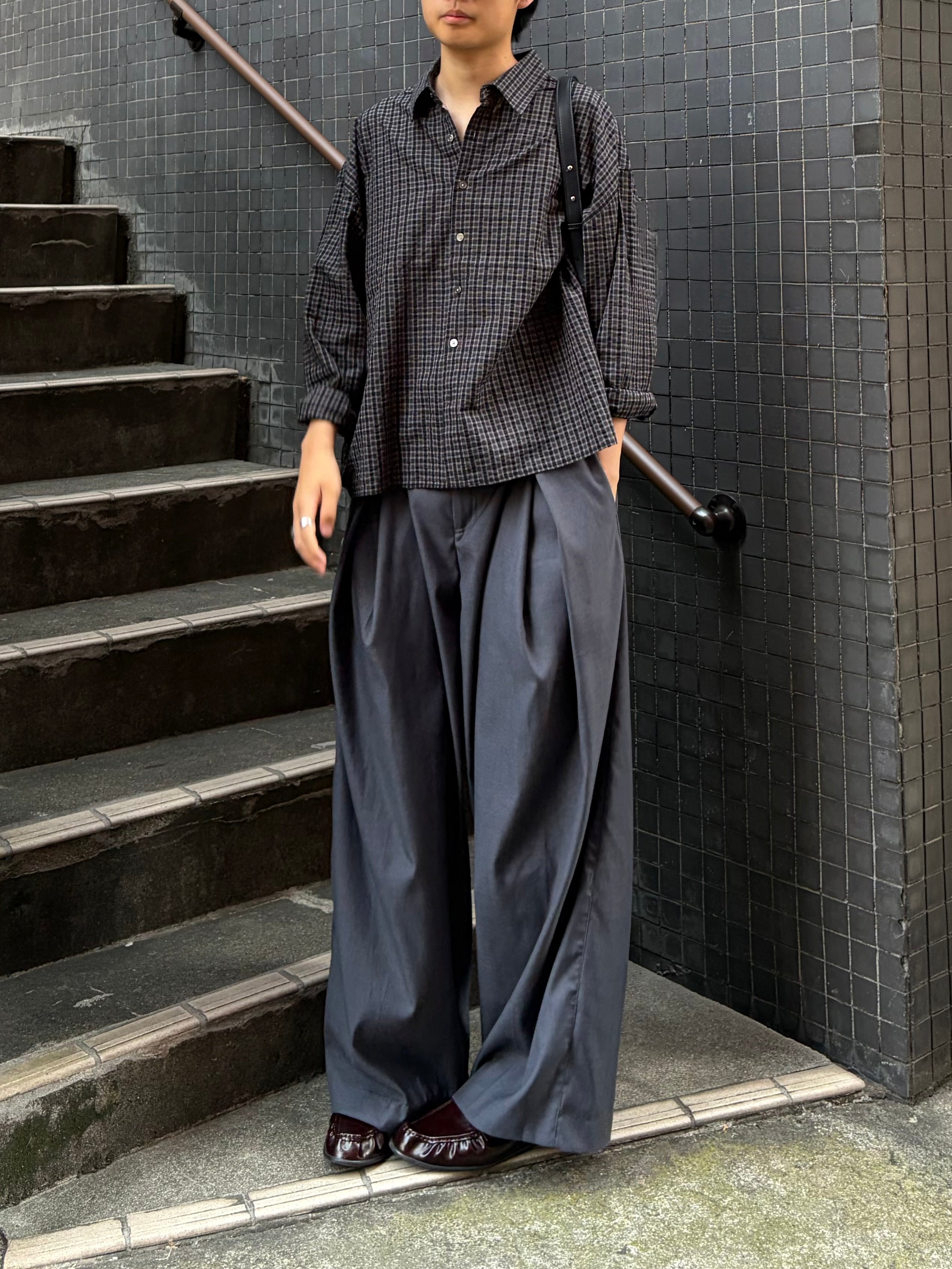 東京店WEB限定受注制【Chikashitsu +】relax check shirt (2color)