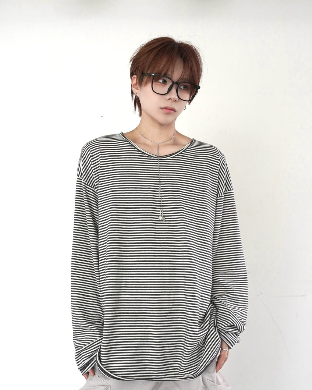 受注制【LUV CODE】stripe long sleeve tee 2 (2color)