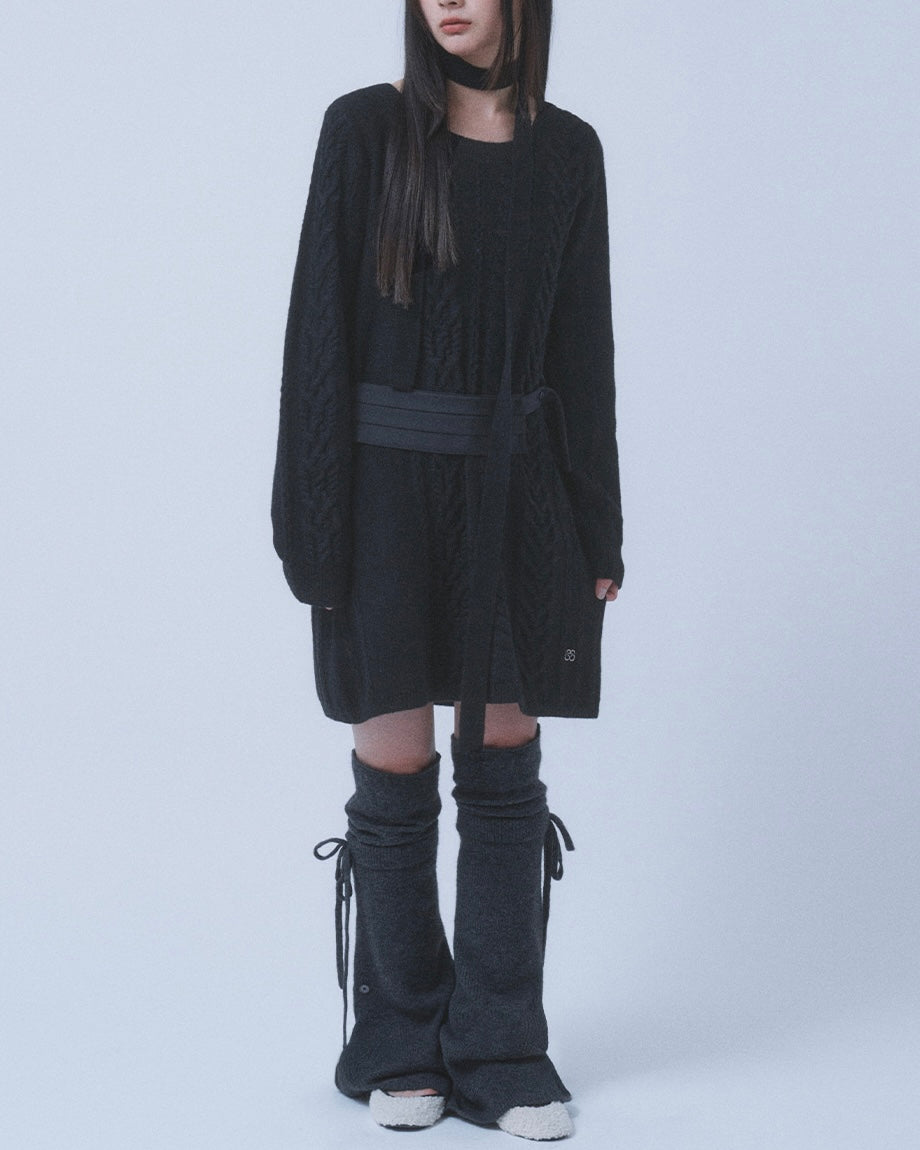 【TUOMIO】LAYERED KNIT LEG WARMER