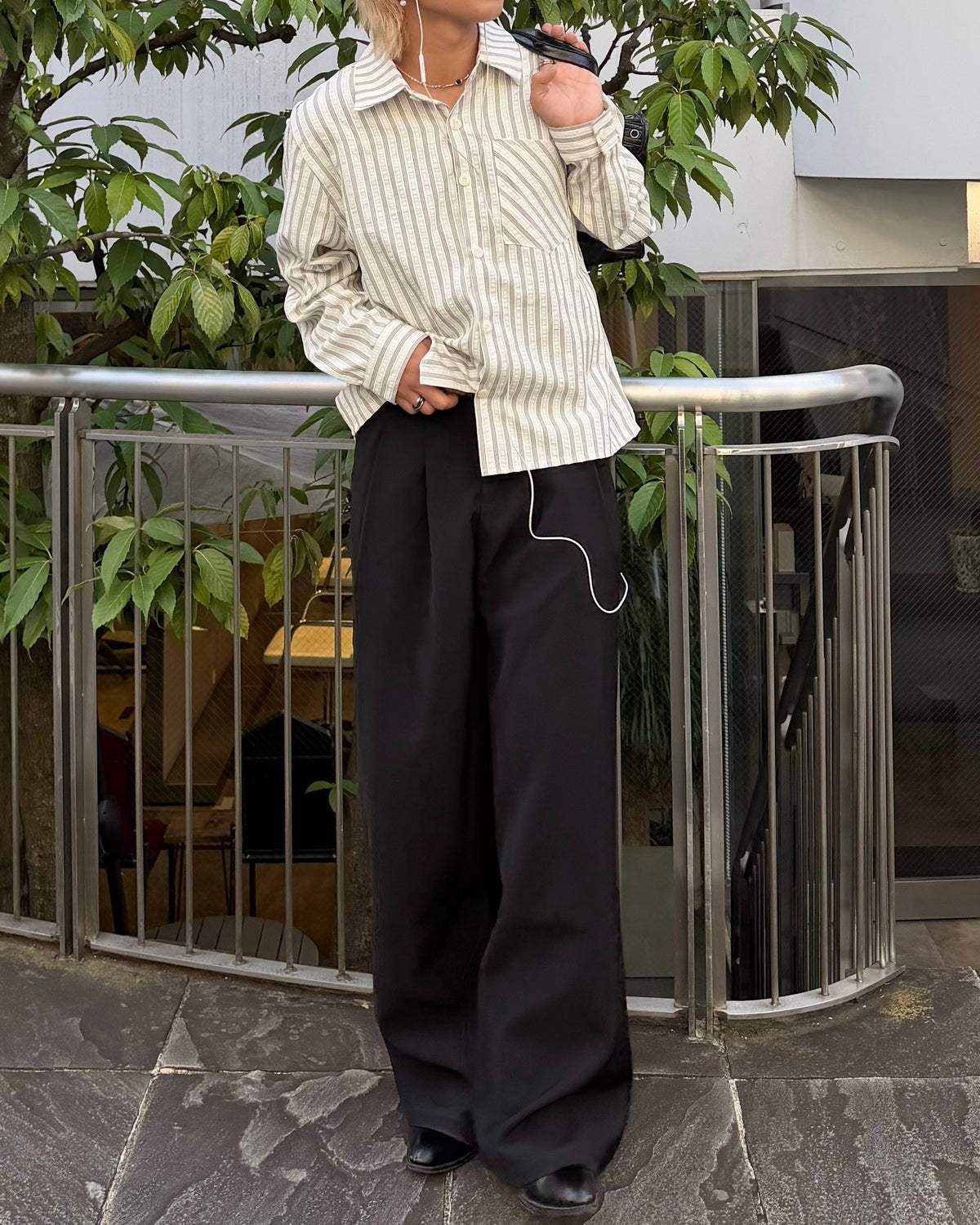 国際配送【RENOL】stripe boxy shirt