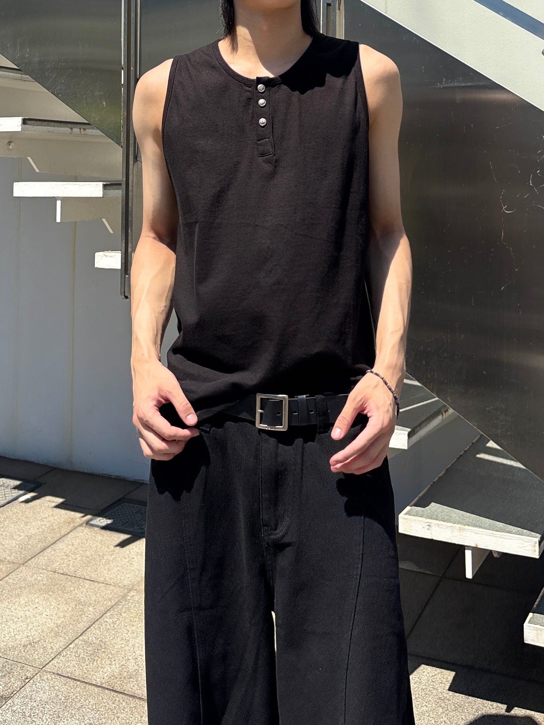 受注制【youll】Henley neck tank top (3color)