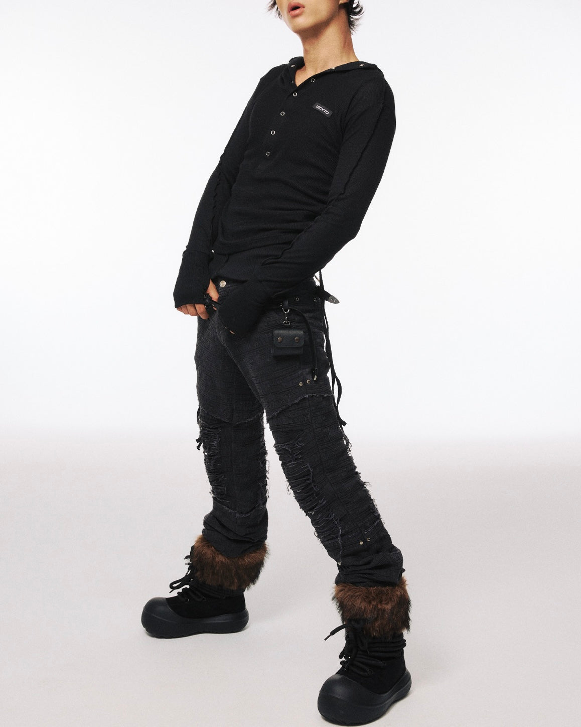 【LECYTO】String Slim Hooded T-shirt