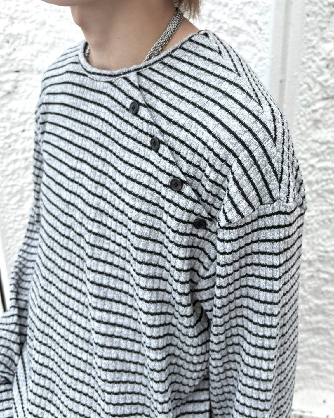 受注制【nmtc+】diagonal button border long sleeve (2color)